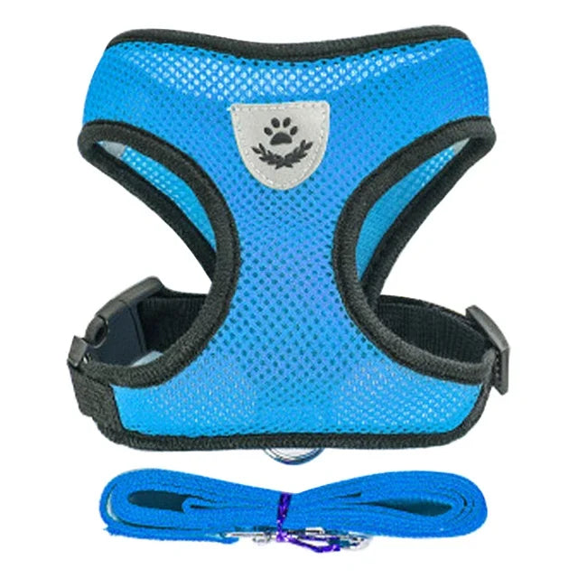 Cat And Small Dog Harness Vest With Leash Polyester Mesh