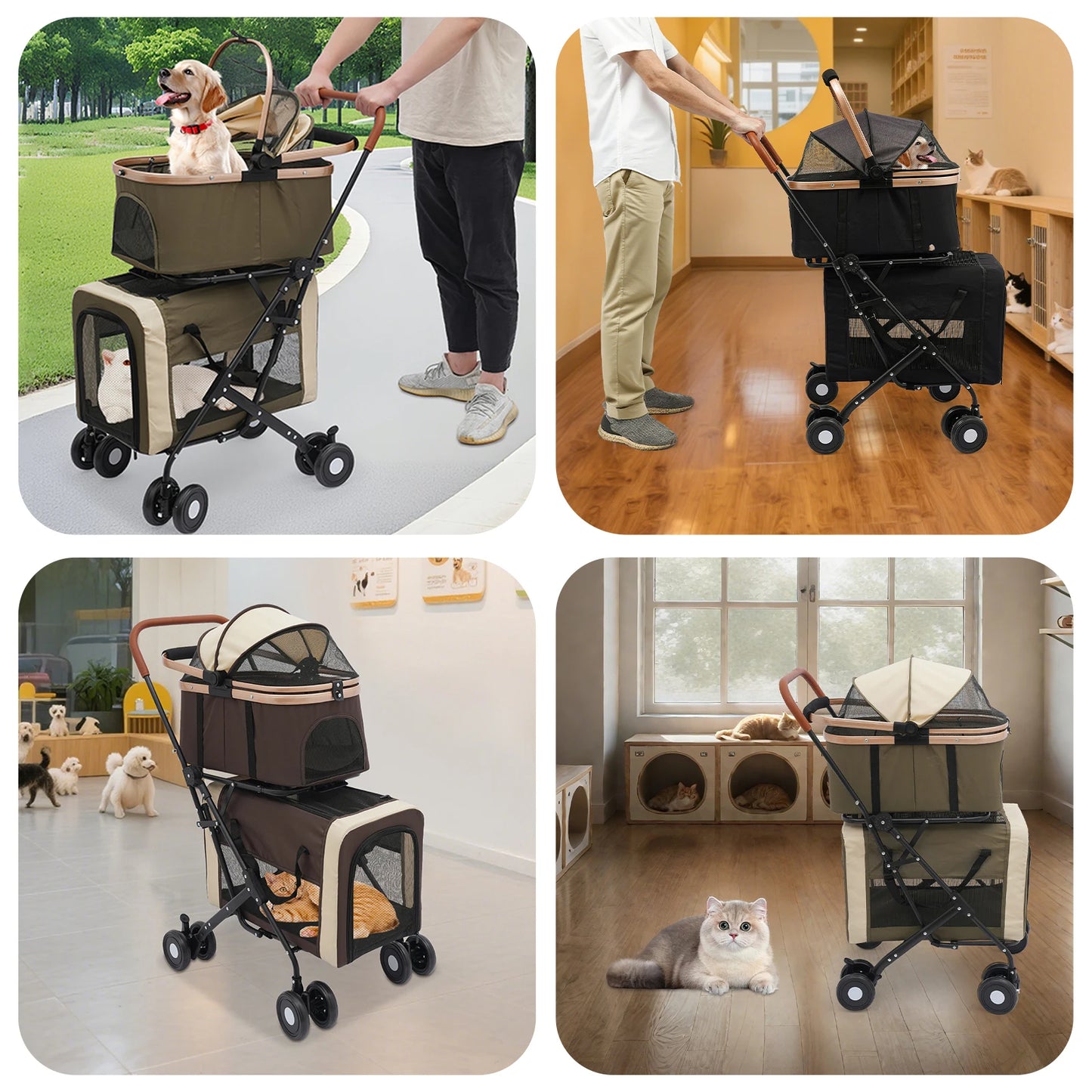 Multifunctional Pet Stroller With Carriers For Small And Medium Dogs