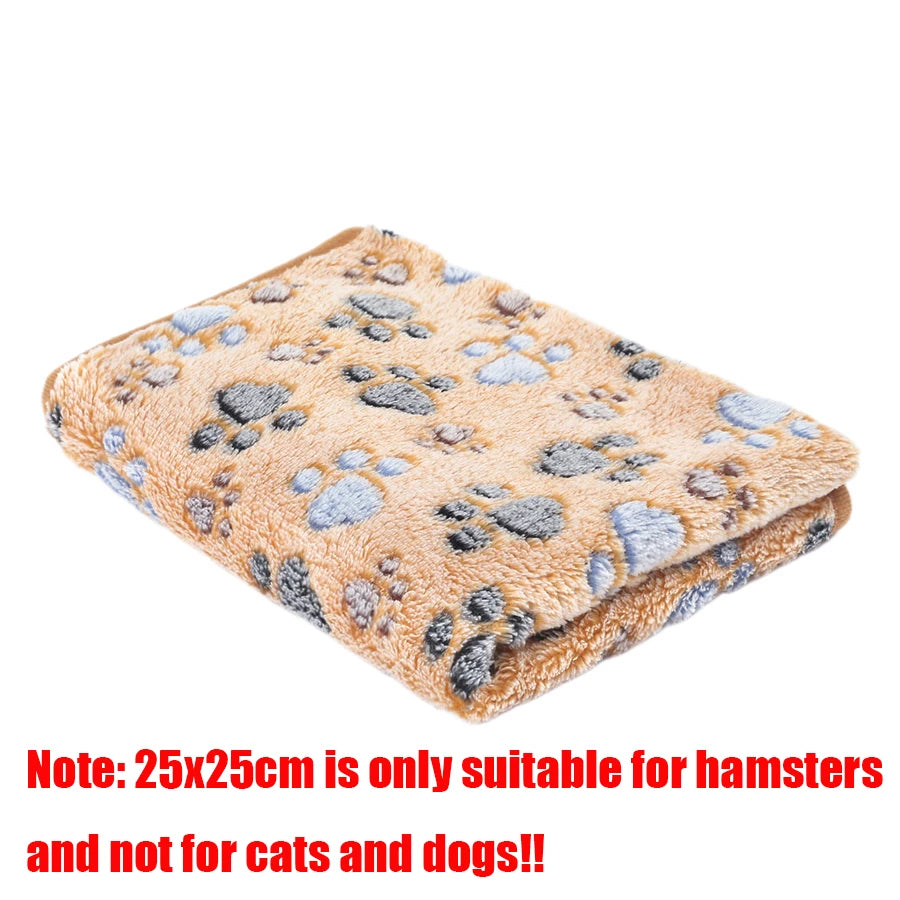 Soft Fluffy Flannel Pet Blanket for Dogs Paw Print