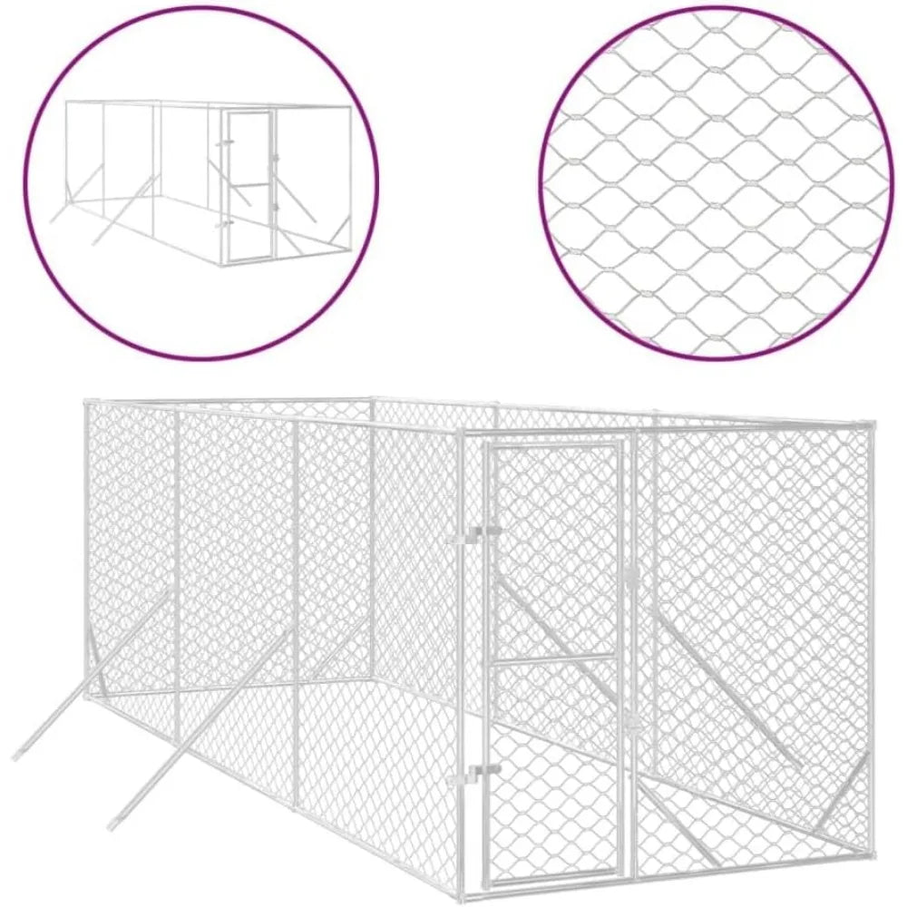 Outdoor Dog Kennel Cage Galvanized Steel Pet House For Dogs