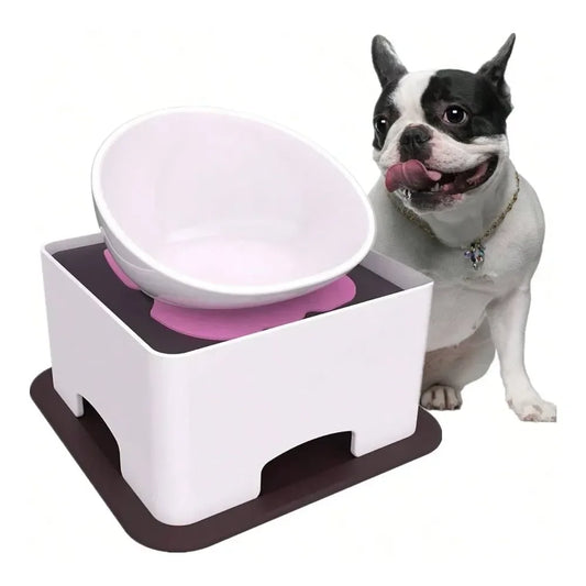 Wide Mouth Dog Feeding Bowl With Anti Skid Tilted Design