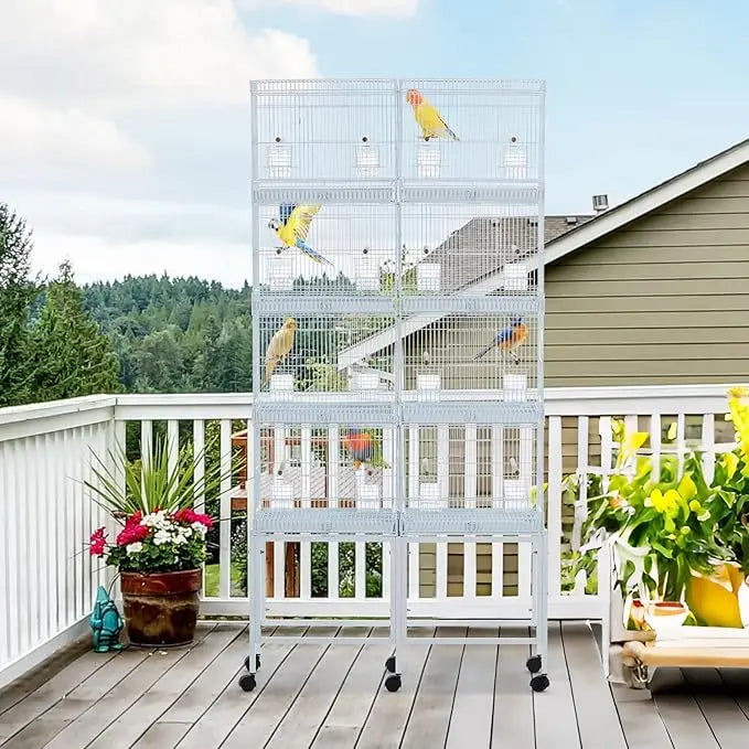 HiMISSCN Parrot Playstand with Wheels Bird Cage Stand and Perches