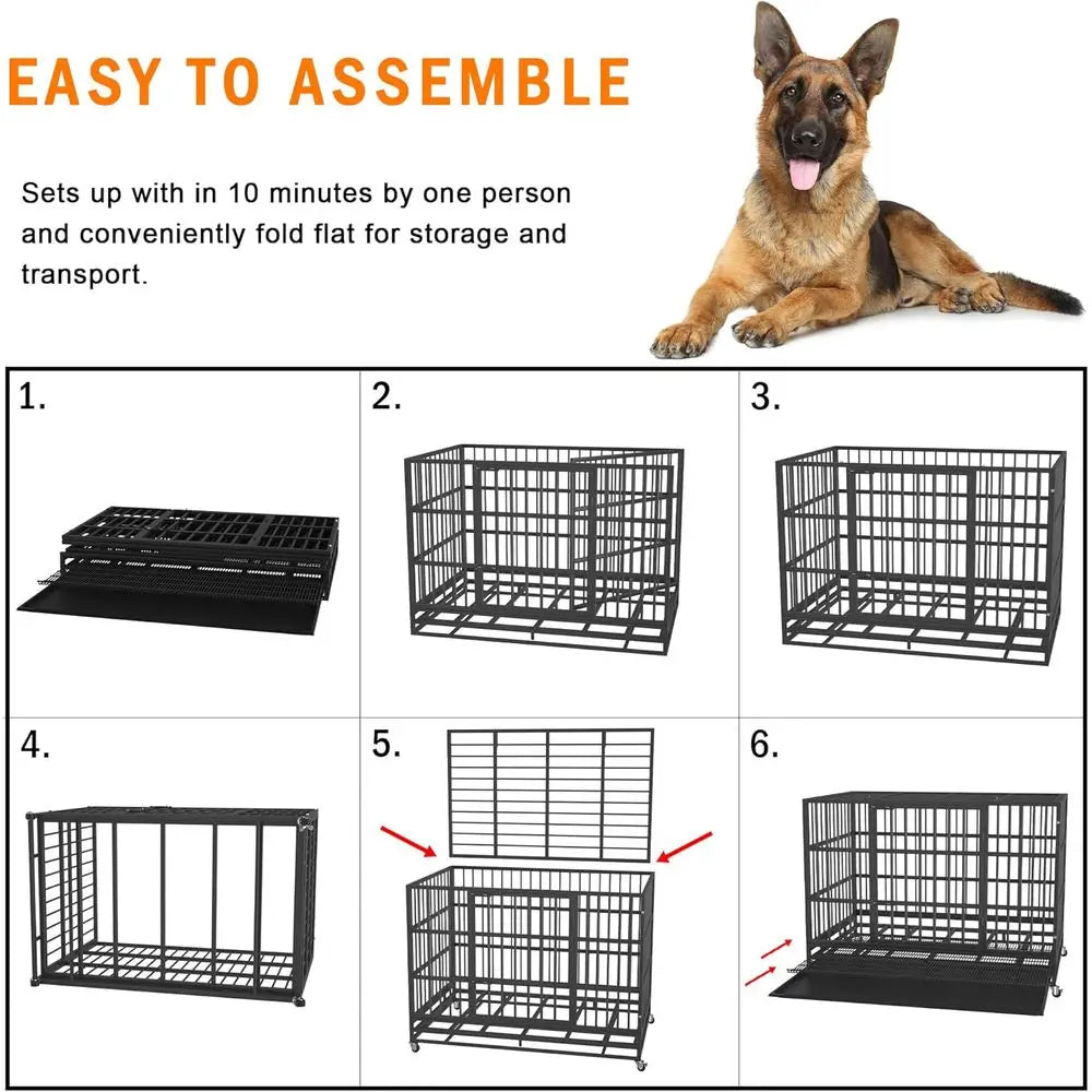 Indestructible Escape-Proof Heavy Duty Dog Crate Cage Kennel