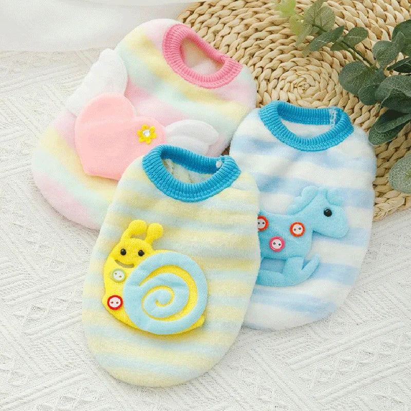 Tea Cup Print Dog Sweater With Warm Fleece For Puppies