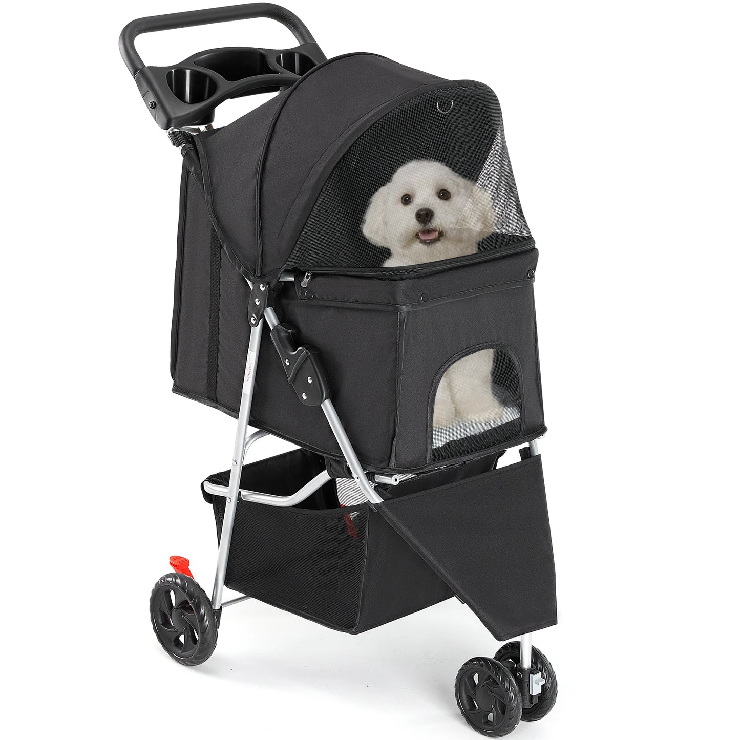 Three Wheel Foldable Pet Stroller For Small Dogs And Cats