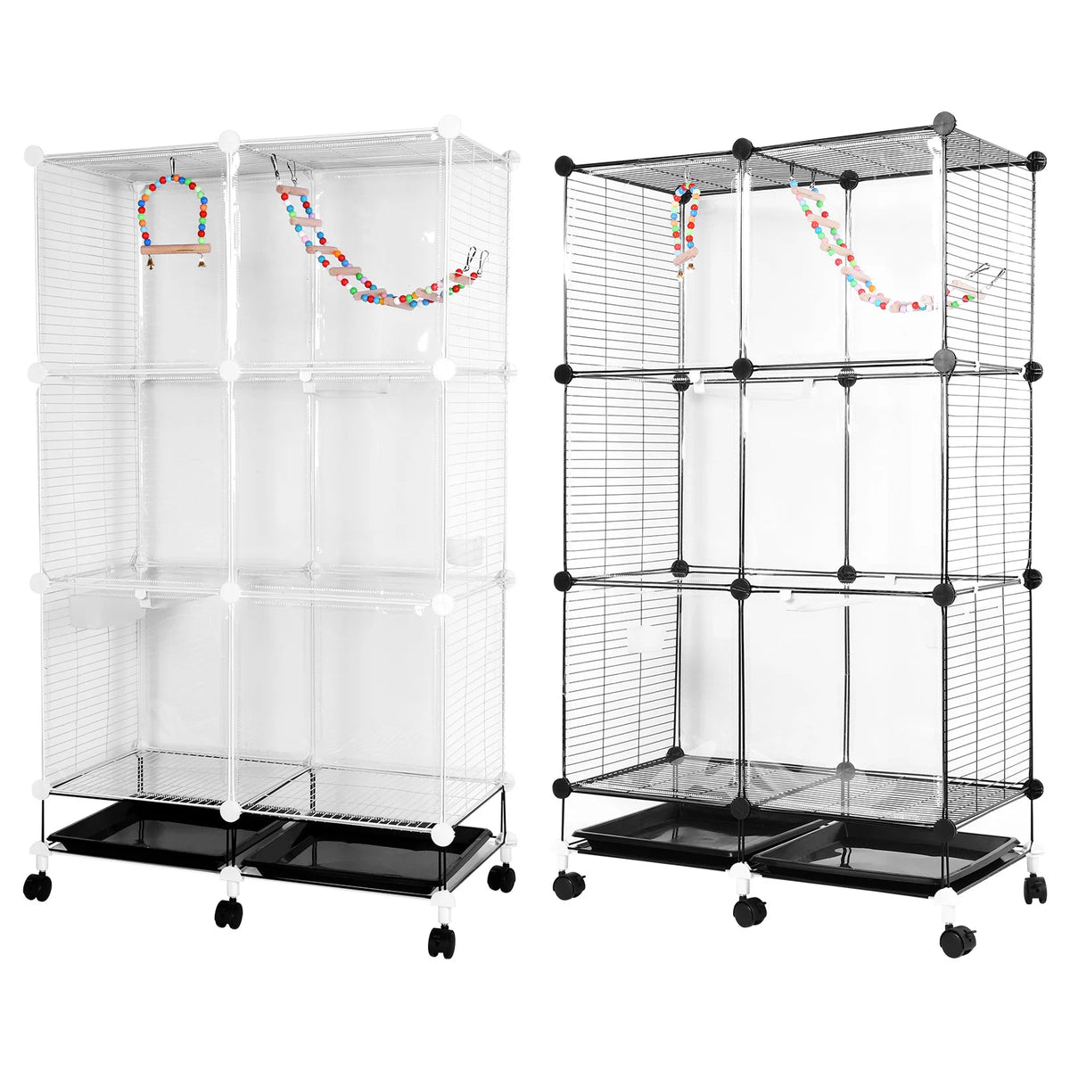 Multilevel Parrot Bird Cage With Rolling Stand And Removable Tray