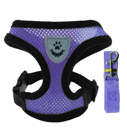 Cat And Small Dog Harness Vest With Leash Polyester Mesh