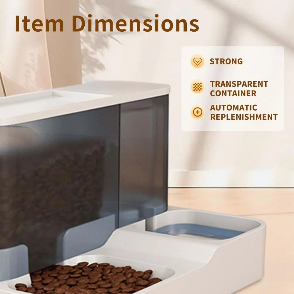 Automatic Dual-Function Pet Bowl With Enclosed Water And Grain Storage