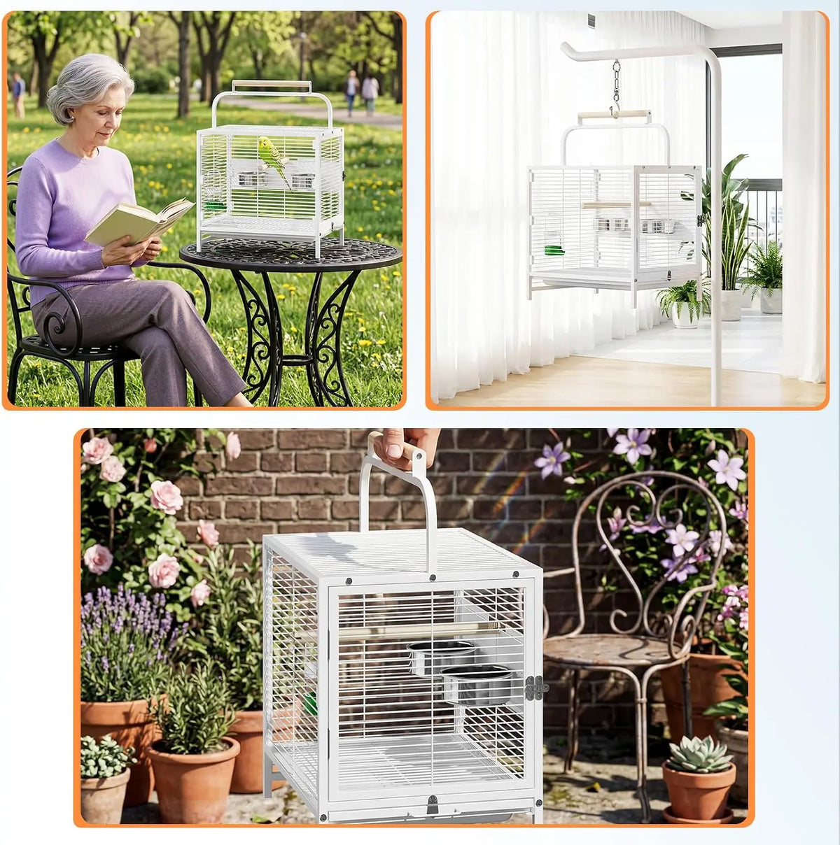 Spacious Parrot Bird Cage With Rolling Stand And Play Top