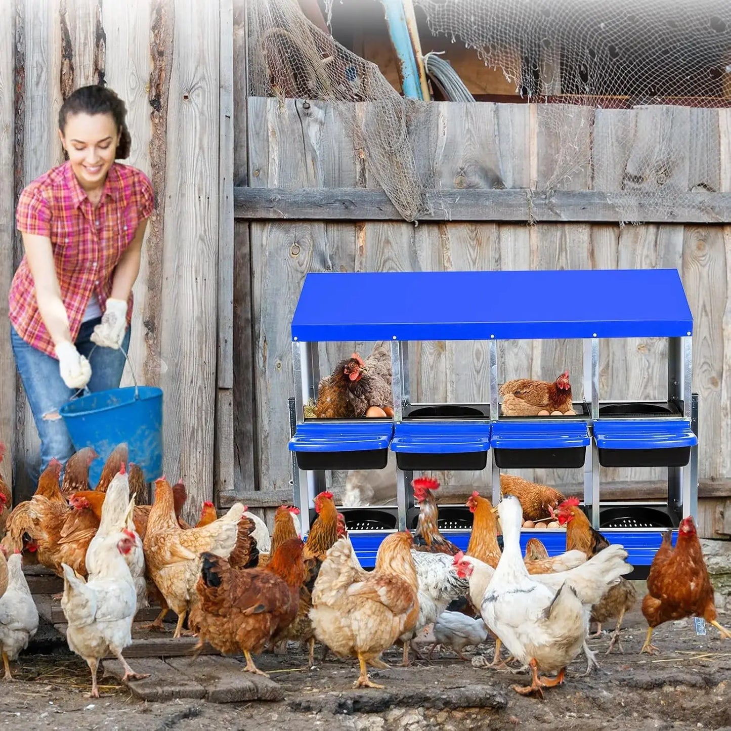 TWISTER.CK Chicken Nesting Box Roll Away Design With Metal Legs