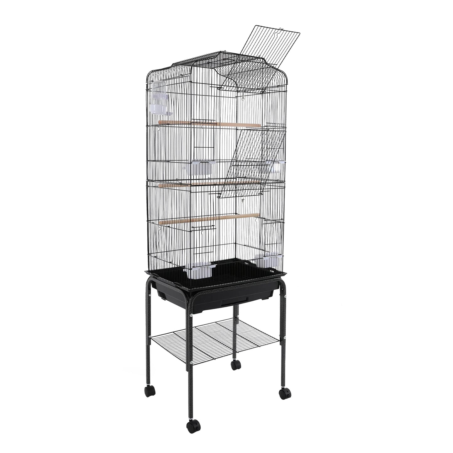 Bird Cage With Stand And Wheels Lockable Door For Home
