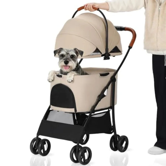 Pet Stroller For Dogs And Cats Detachable Canopy Foldable