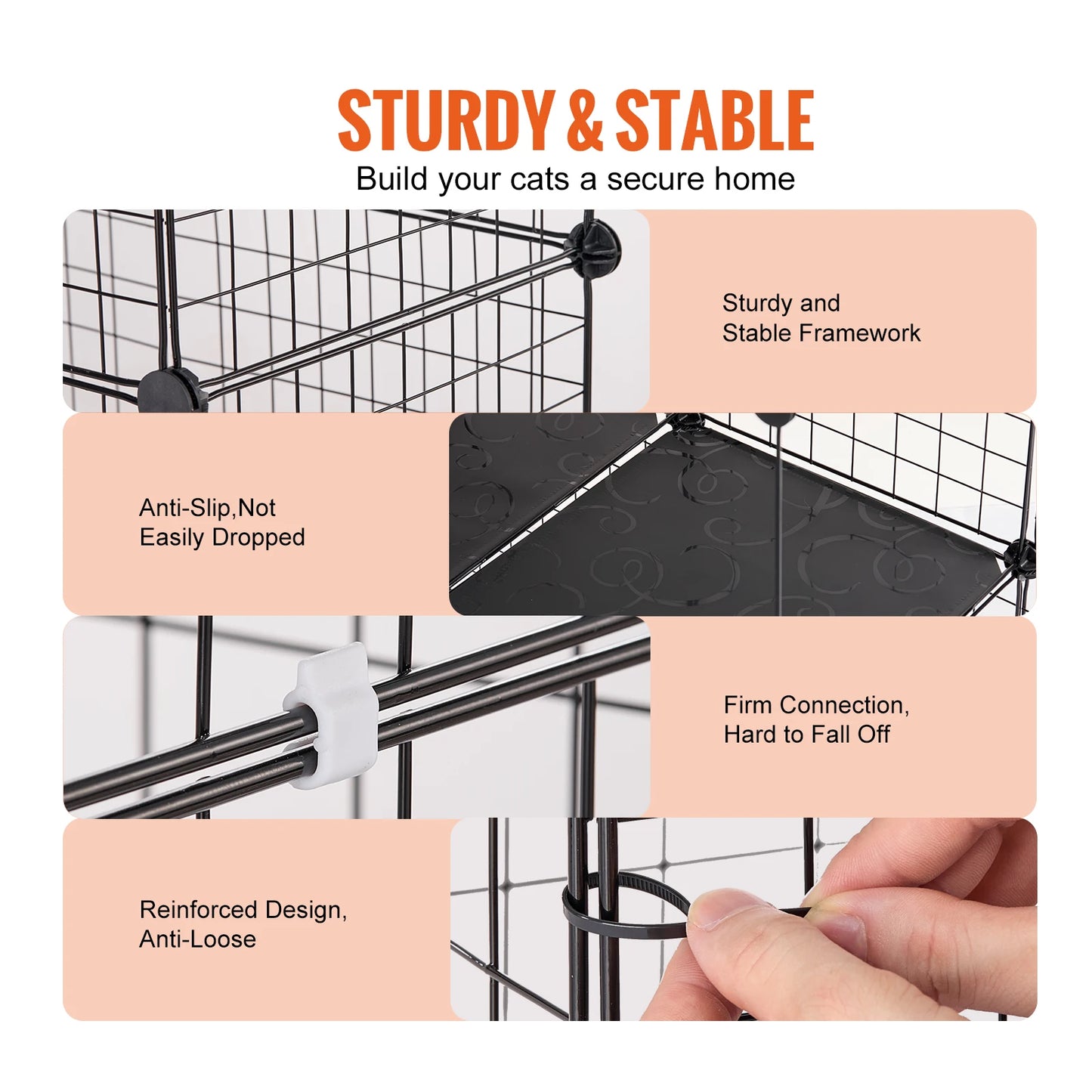 SucceBuy Detachable Cat Cage With Front Doors And Hammock