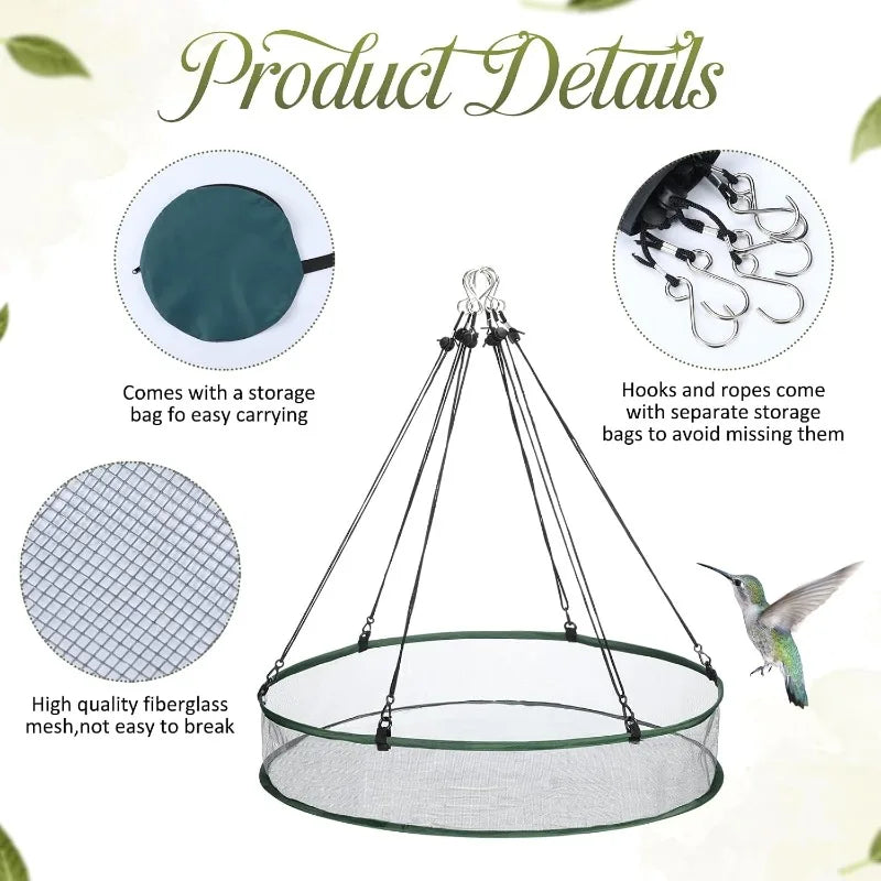 Folding Mesh Bird Trap Tray for Outdoor Feeding and Hanging