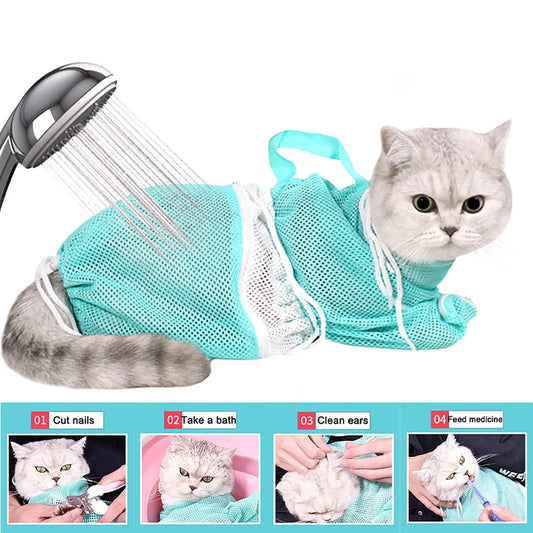 Cat Grooming Shower Mesh Bag For Bathing And Nail Trimming