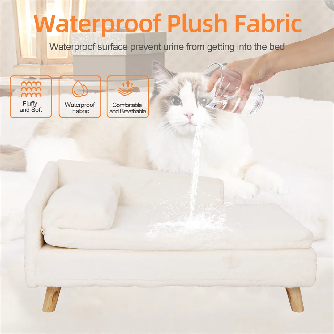 BINGOPAW L-Shape Pet Sofa Bed With Wooden Legs For Pets
