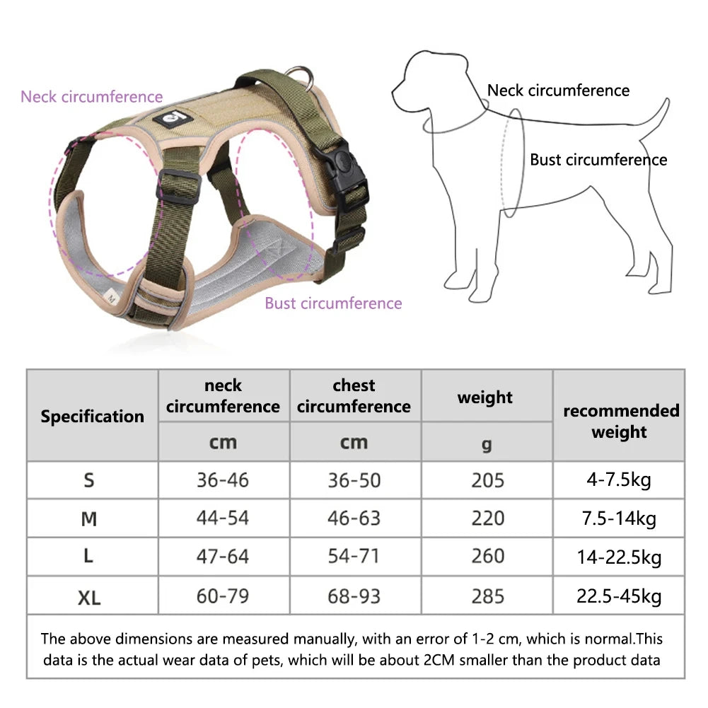 Adjustable Reflective Oxford Vest harness For Medium Large Dogs Labrador Outdoor Walking Training