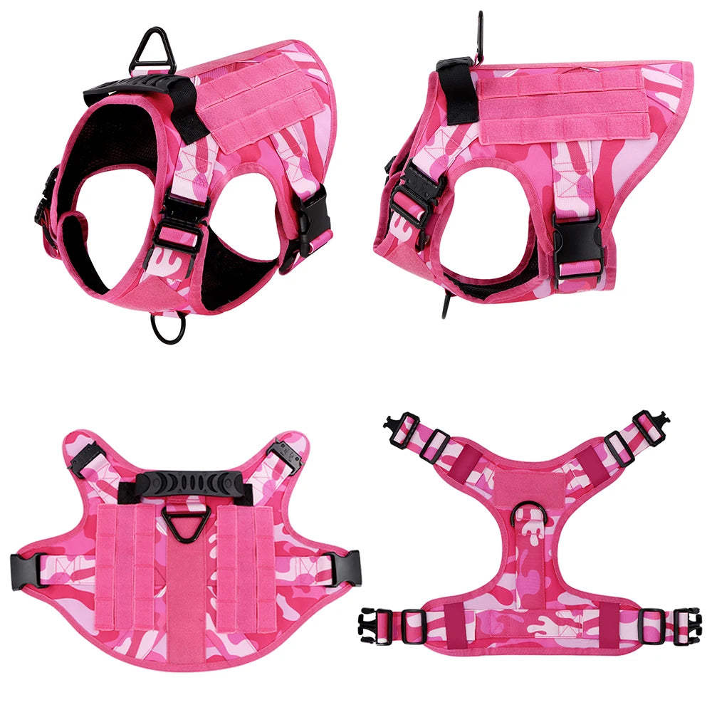 Camouflage Tactical Dog Harness With Quick Release Buckle Adjustable