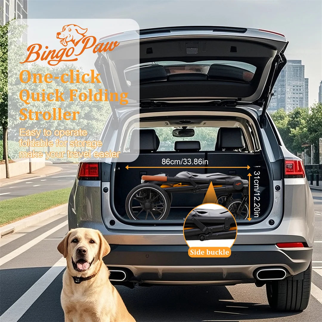 Portable Dog Stroller For Large Dogs With One Click Folding