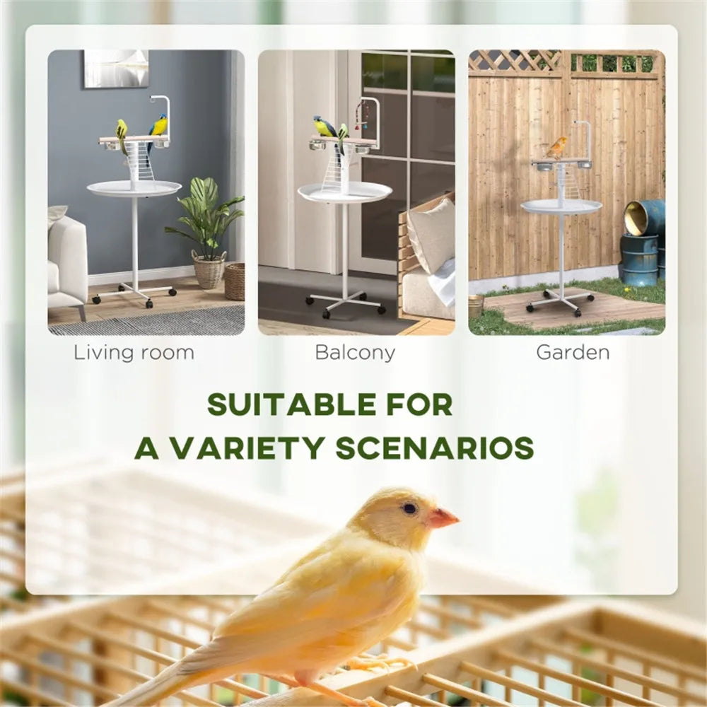 Heavy Duty Metal Bird Stand With Wheels And Stable Perch