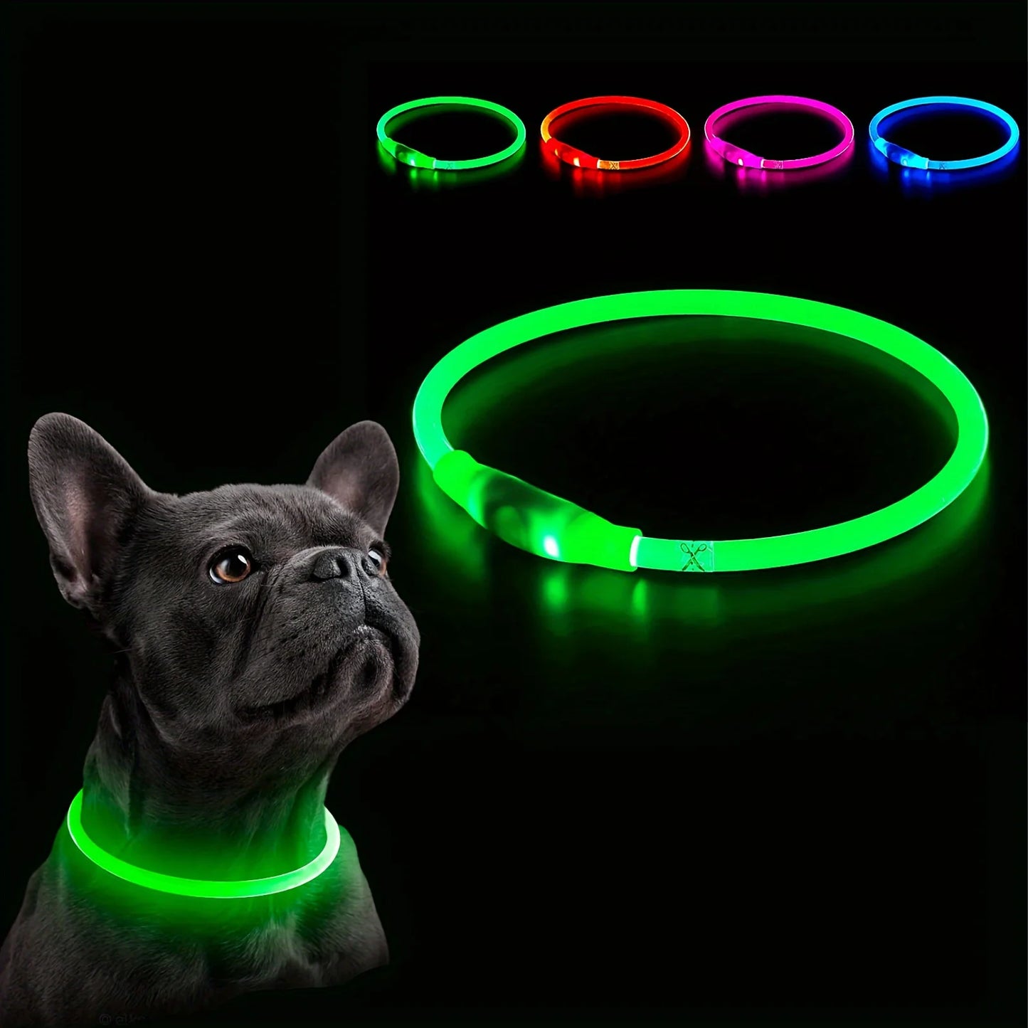 LED Light Dog Collar USB Rechargeable Reflective Necklace