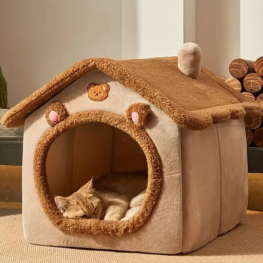 NONECN Foldable Pet House Removable Washable Cat Bed