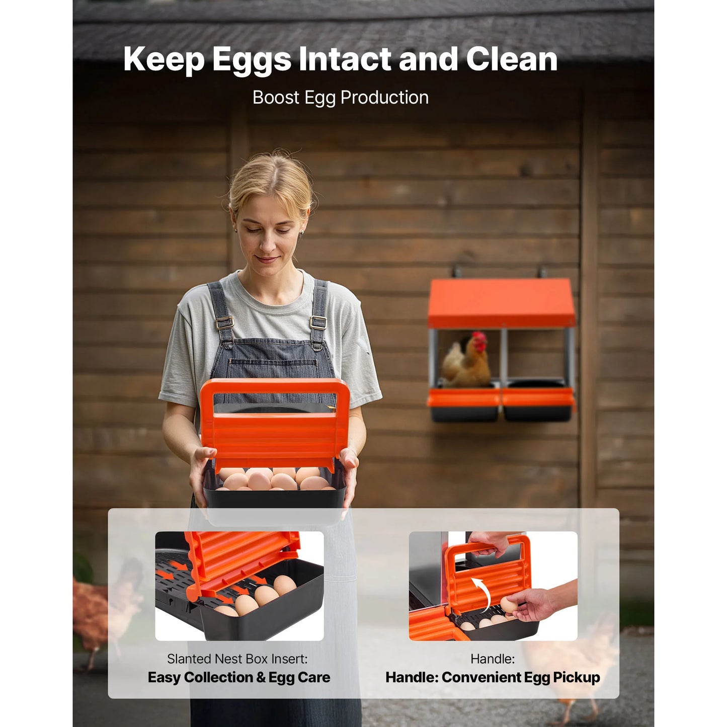 SucceBuy Chicken Nesting Boxes With Galvanized Steel And Plastic Roll Away