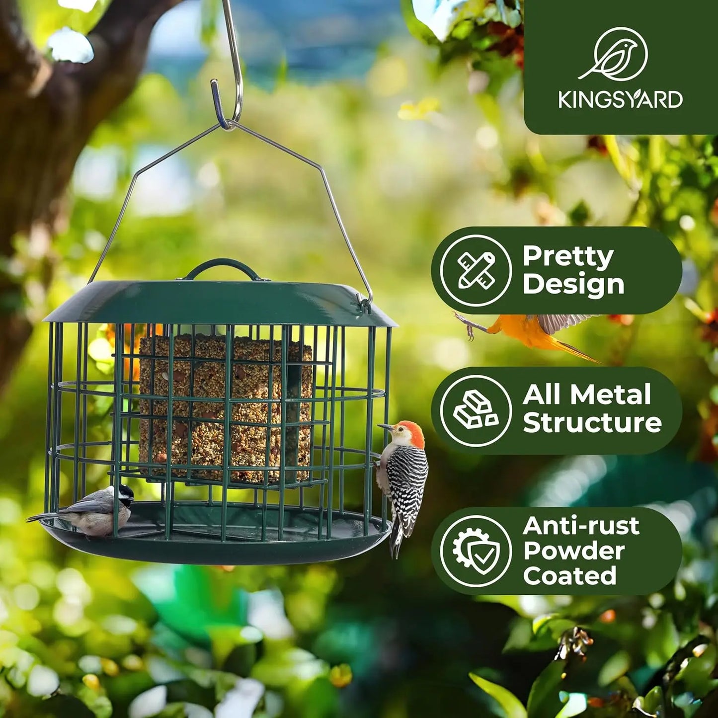Squirrel Proof Suet Feeder With Weatherproof Tray And Double Capacity