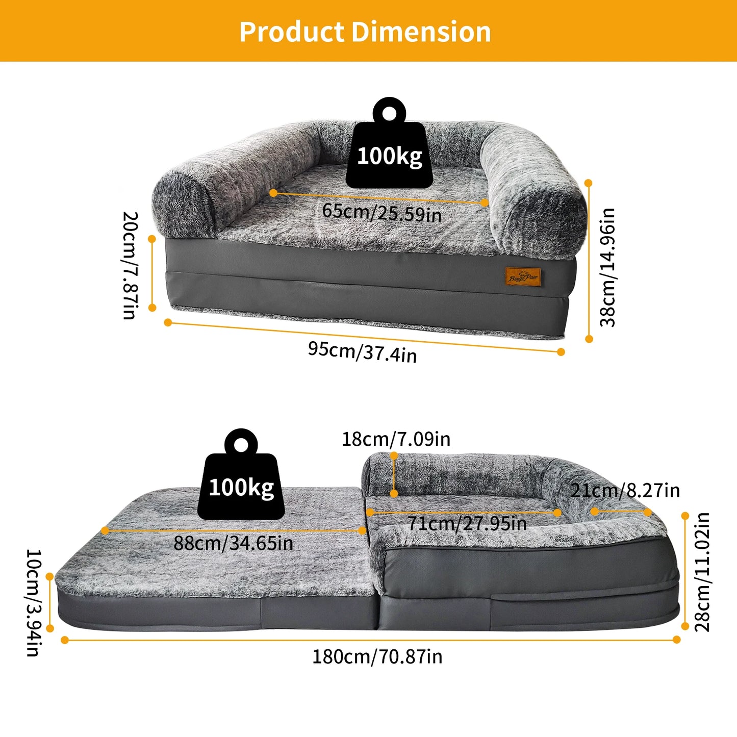 Bingopaw Orthopedic Dog Bed With Plush Cover And Foldable Base