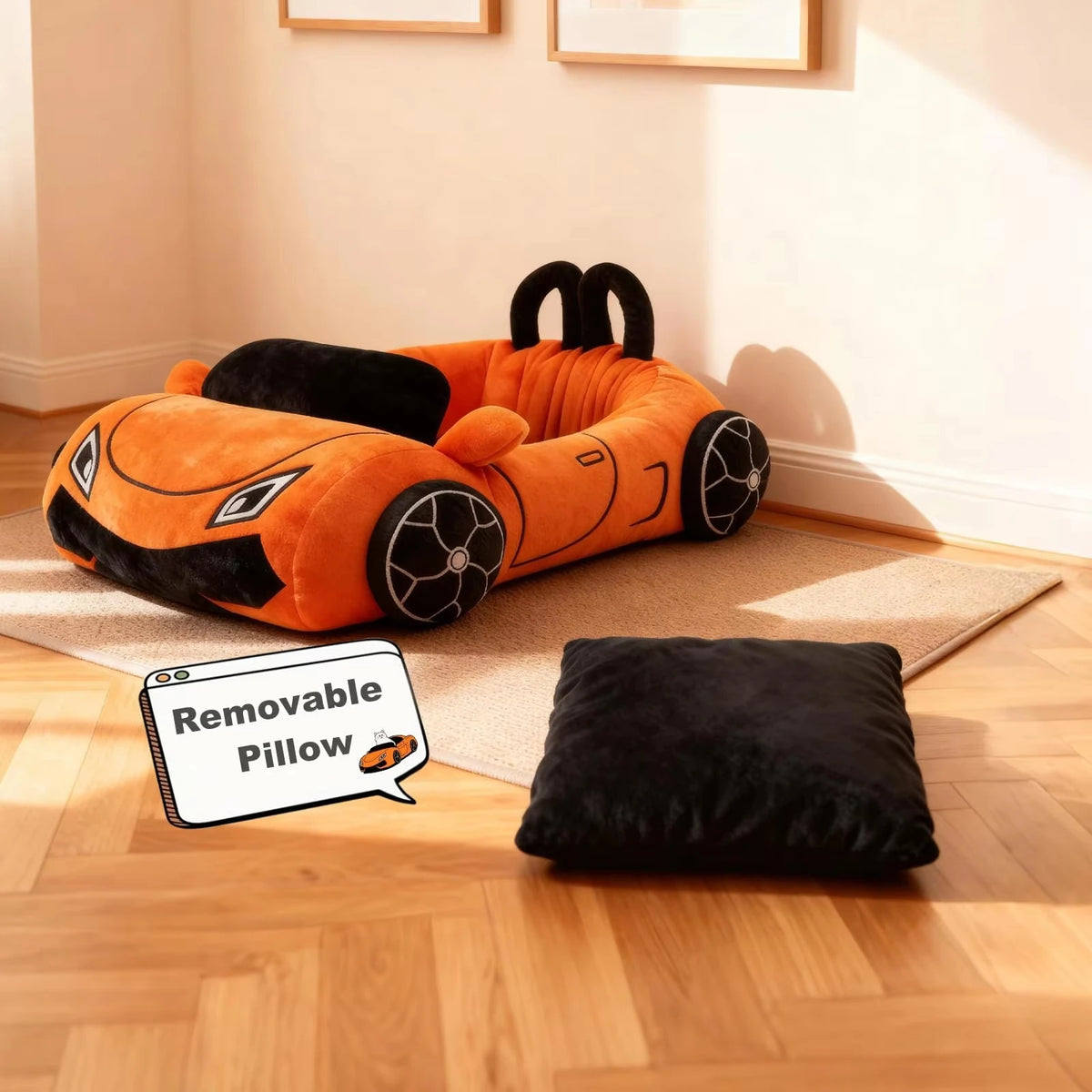 CWV Supercar Cat Bed Soft Coral Fleece Washable With Pillow