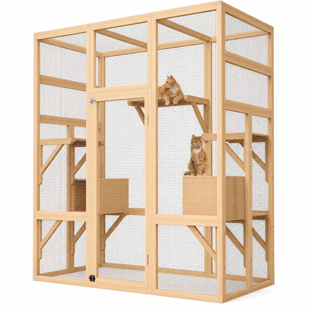 Himiss Wooden Outdoor Catio With Five Platforms For Cats