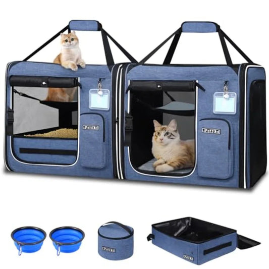 2 In 1 Cat Travel Carrier With Litter Box Portable Car Carrier