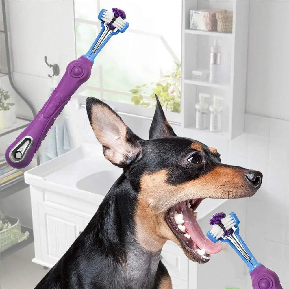 Three Sided Dog Toothbrush For Pet Dental Care Tartar Removal