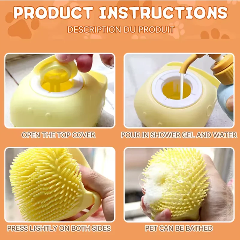 Bath Massage Brush For Pets Silicone Safety Grooming Tool For Dogs And Cats