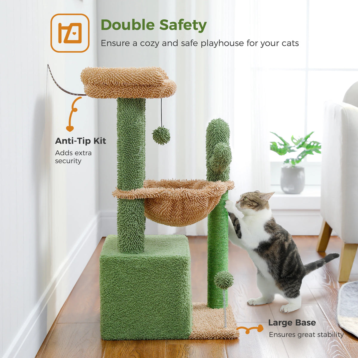 PAWZ Road Indoor Cat Tree With Sisal Post And Hammock