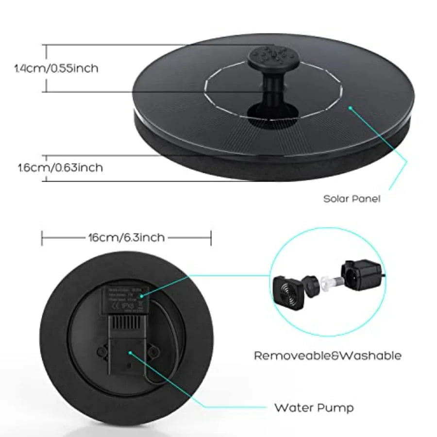 1W Solar Bird Bath Fountain Pump For Outdoor Garden Water Feature