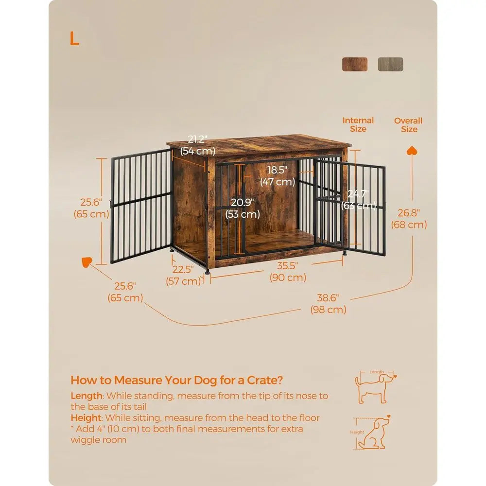 Heavy Duty Wooden Dog Crate End Table For Pets Indoors