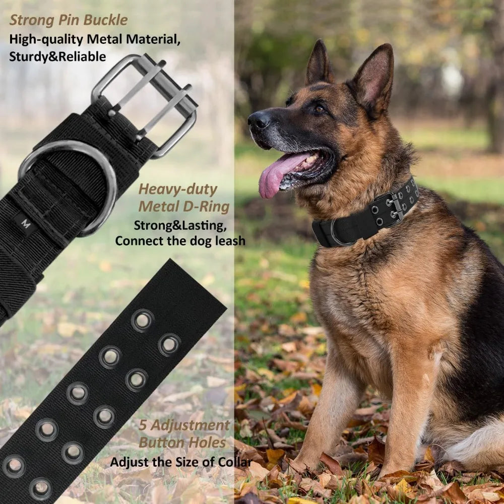Military Grade Dog Collar With 1000D Nylon Adjustable Padded Buckle