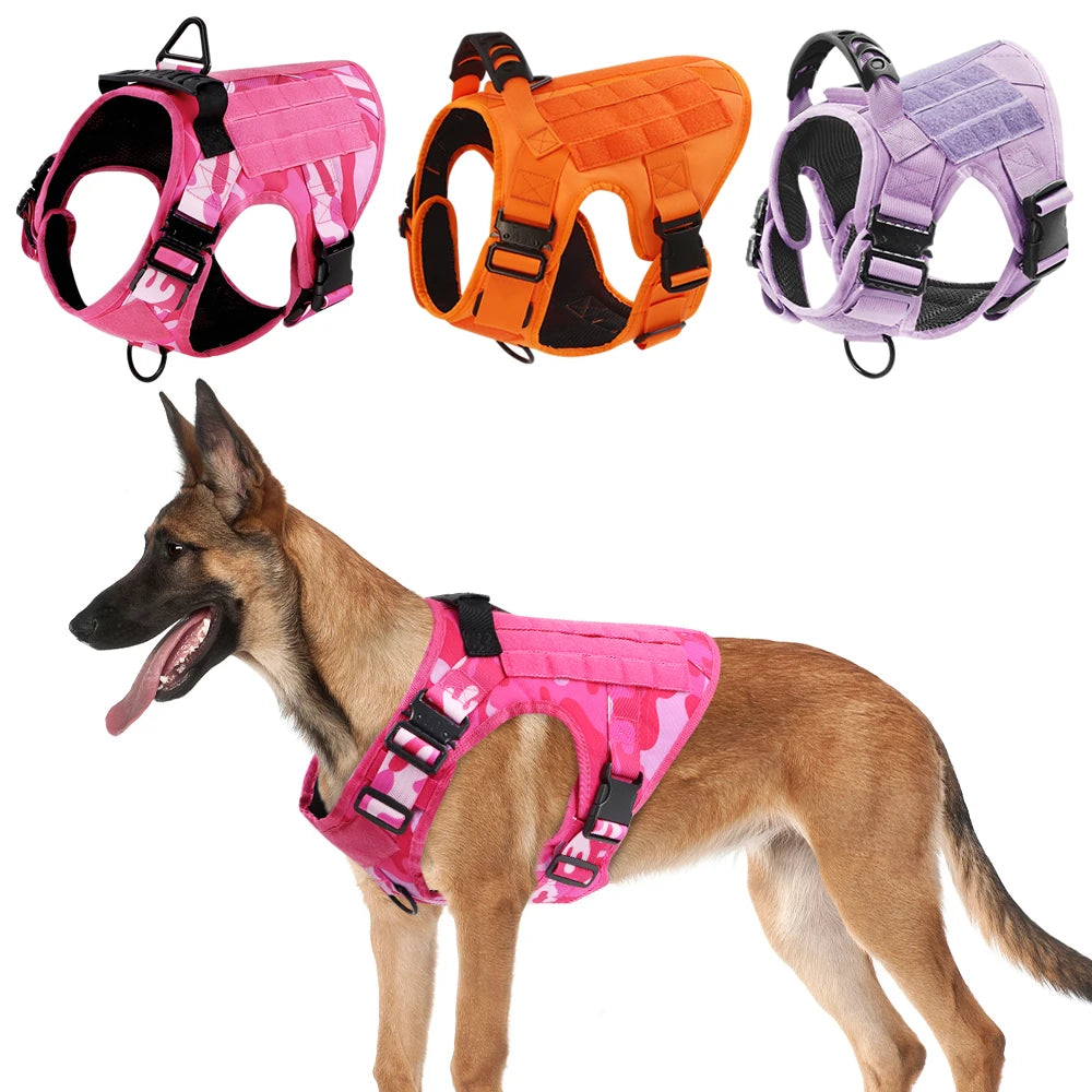 Camouflage Tactical Dog Harness With Quick Release Buckle Adjustable