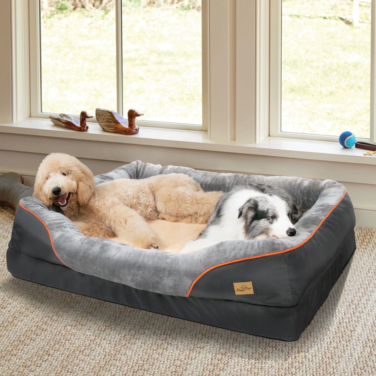 BINGOPAW Large Dog Bed Warm Fleece Anti Allergy Removable Cover