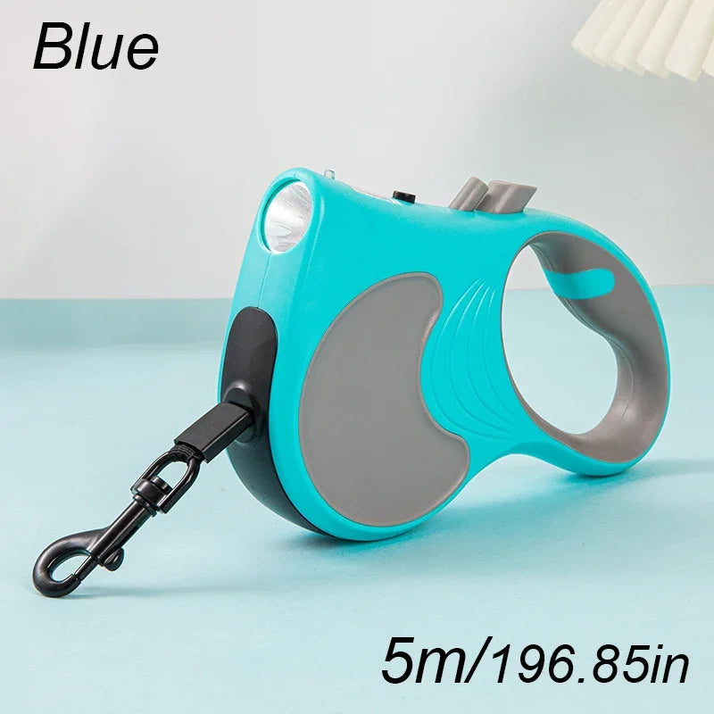 Retractable 5m Dog Leash With Lights For All Pets Durable