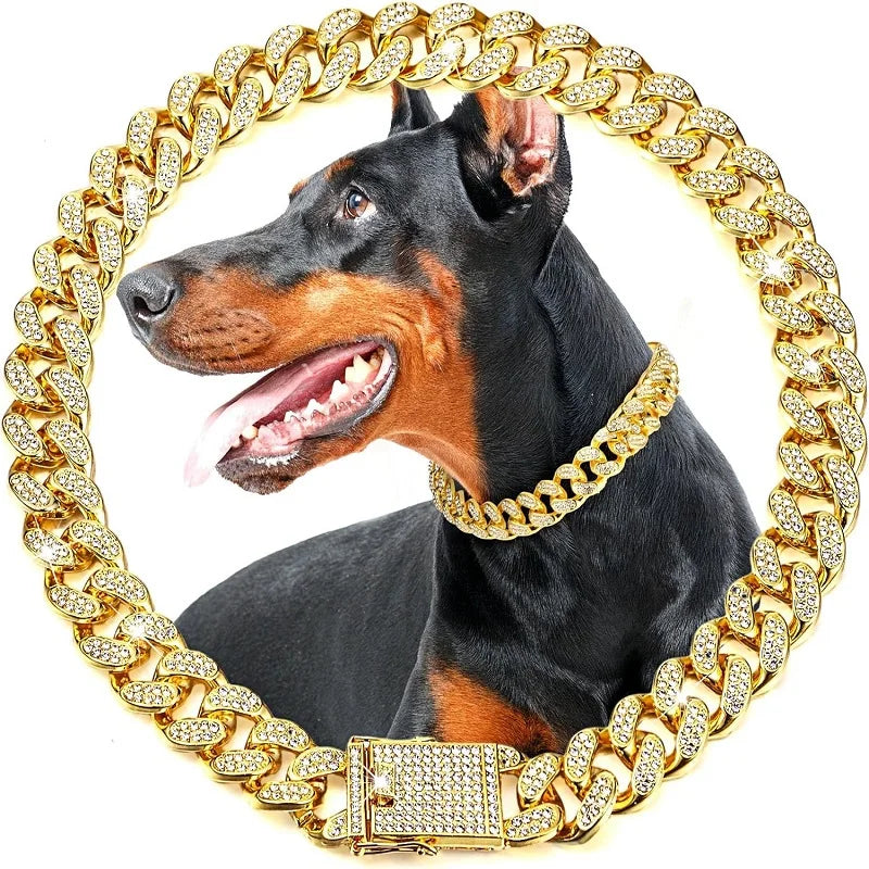 Stainless Steel Dog Chain Collar Luxury Pet Jewelry Accessory