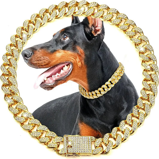 Stainless Steel Dog Chain Collar Luxury Pet Jewelry Accessory