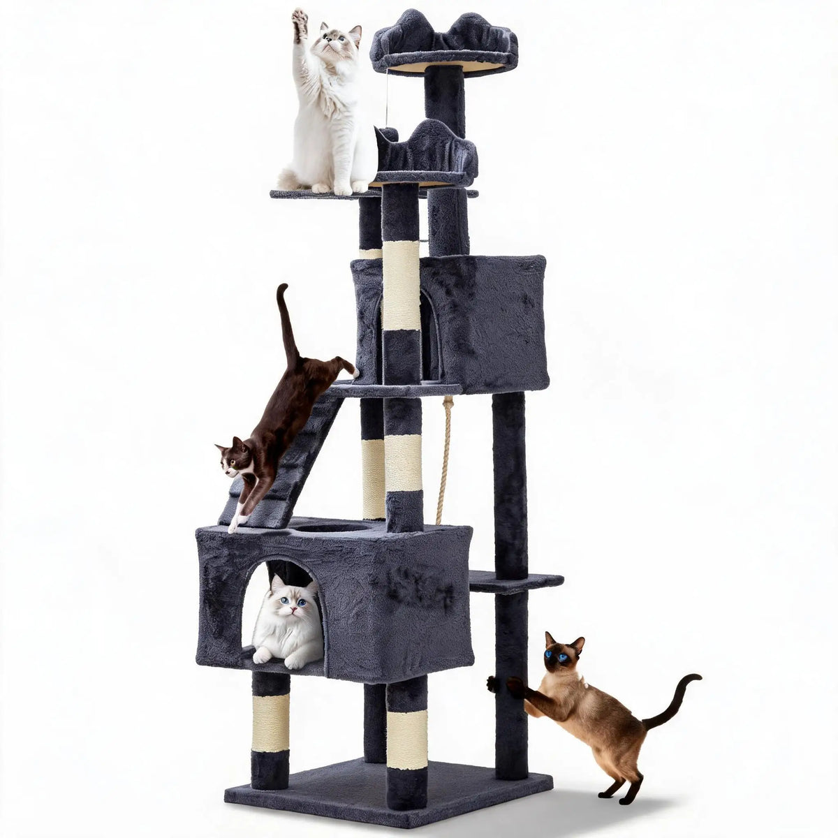 Premium Multi Level Cat Tower Featuring Sisal Scratching Posts