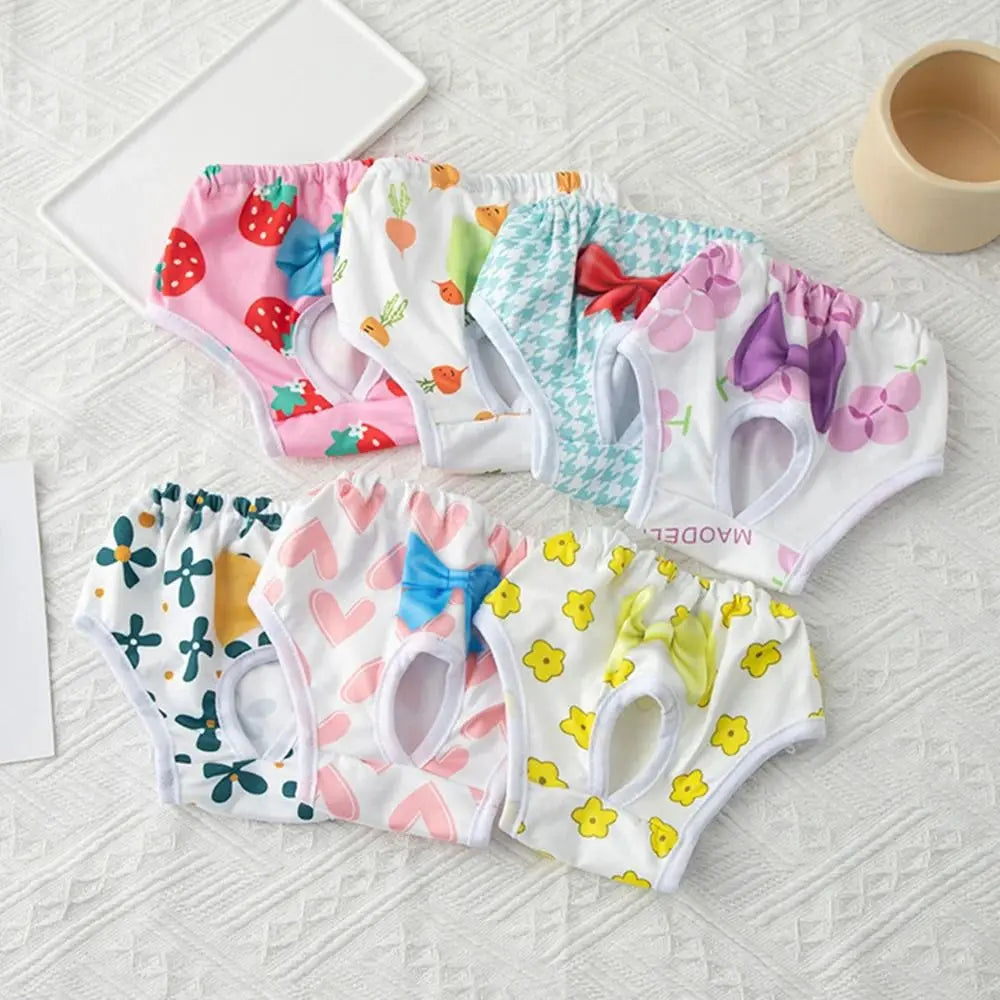 Washable Cartoon Print Dog Diaper Pants Leakproof Breathable