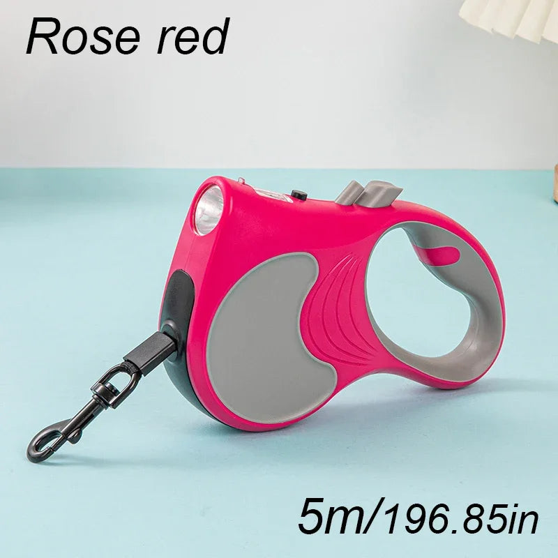Retractable 5m Dog Leash With Lights For All Pets Durable