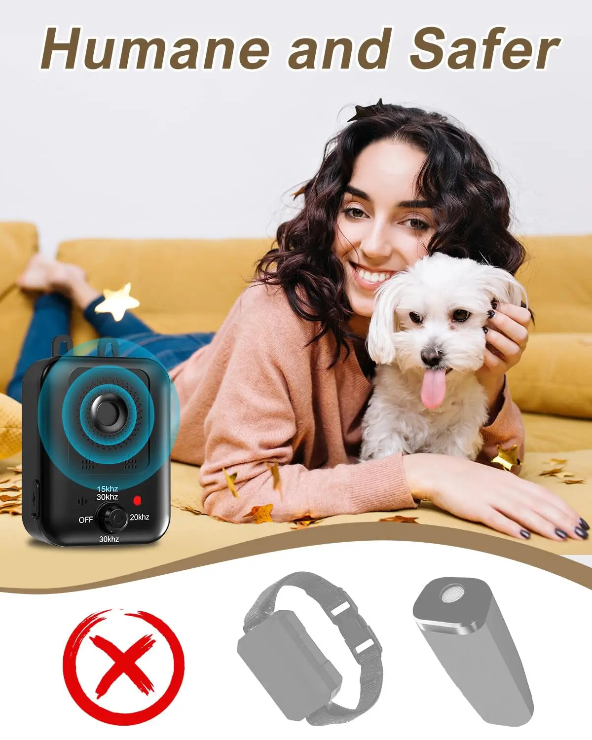 PetEdu Rechargeable Ultrasonic Bark Deterrent for Indoor and Outdoor Use