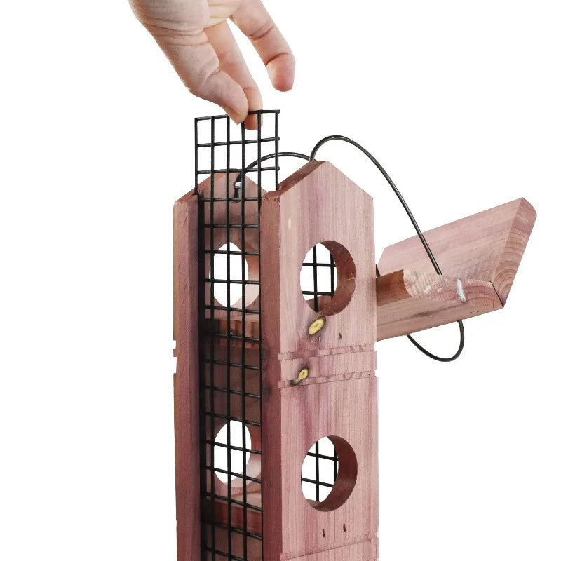 Cedar Wild Bird Suet Dough Plug Feeder For Outdoor Feeding
