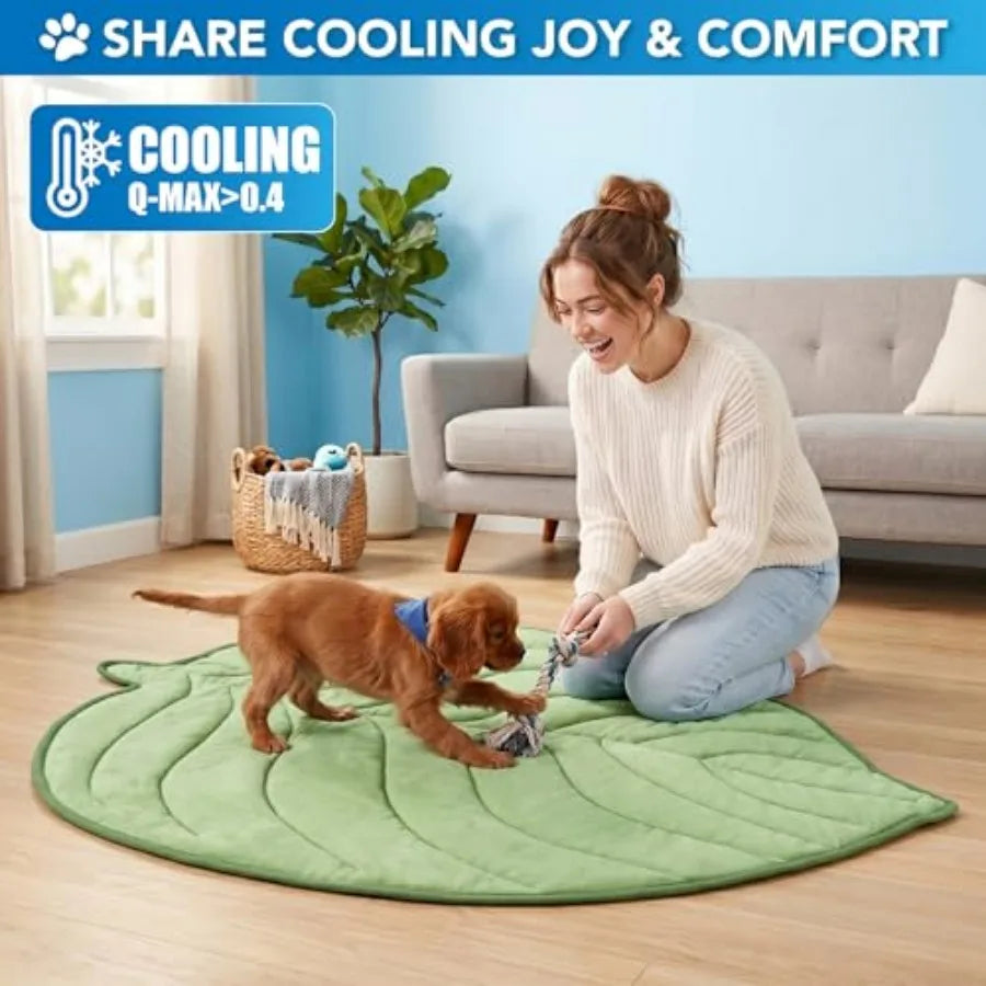 Reversible Dog Cooling Mat With Soft Fleece Pet Blanket