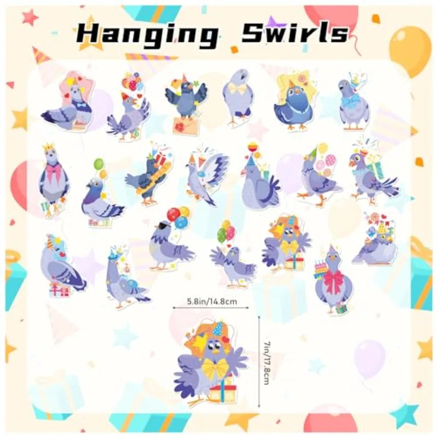 Pigeon Hanging Decorations Ceiling Swirls for Bird Birthday Party Supplies